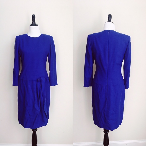 🛍CLOSET CLEAN-OUT - MAKE OFFERS🛍 Vintage Carolina Herrera Blue Dress - Picture 1 of 5